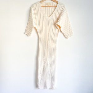 NWT Maeve Anthropologie Ivory Maris Ribbed Sweater Midi Dress